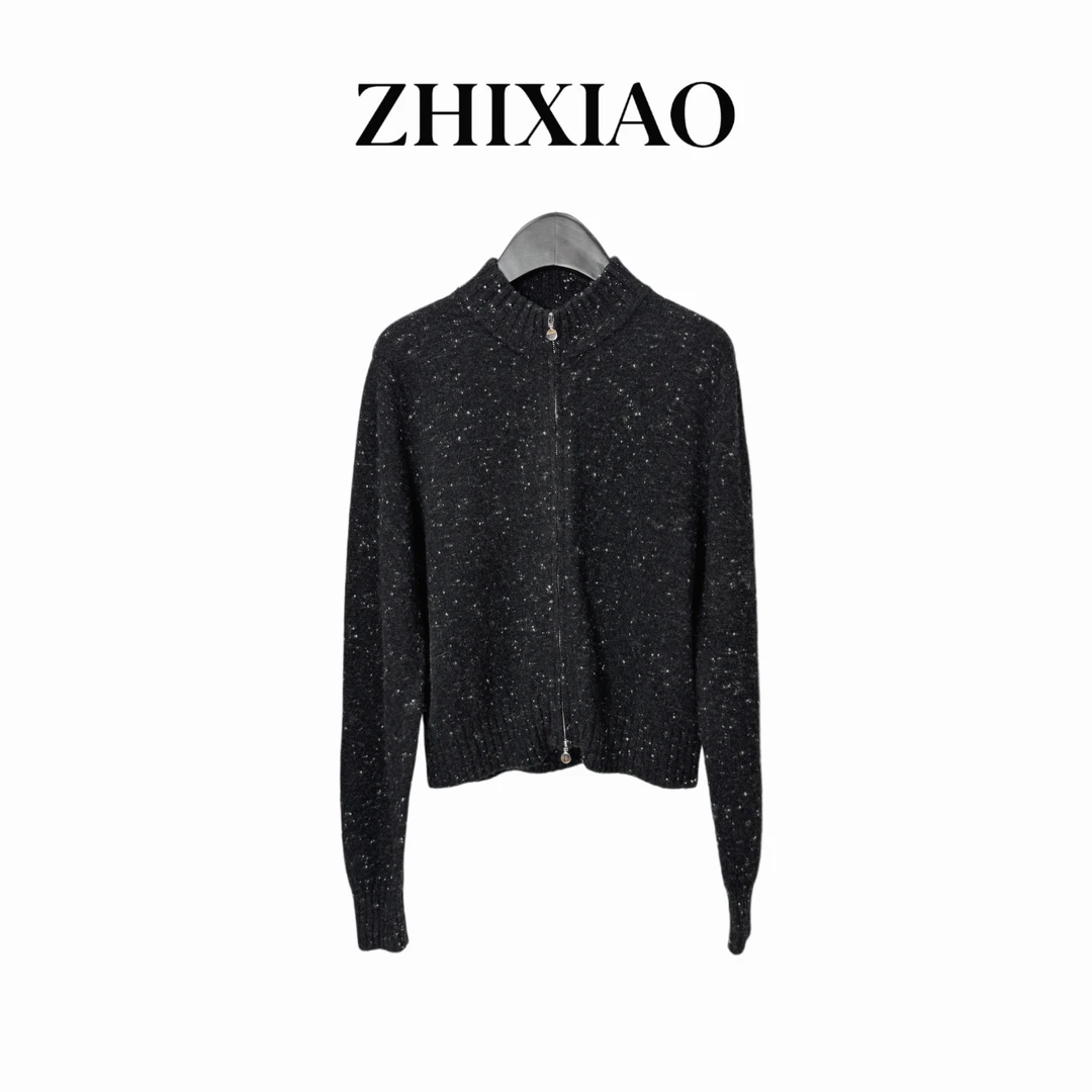 【ZHIXIAO】秋冬新款：白点拉链针织毛衣TR1029