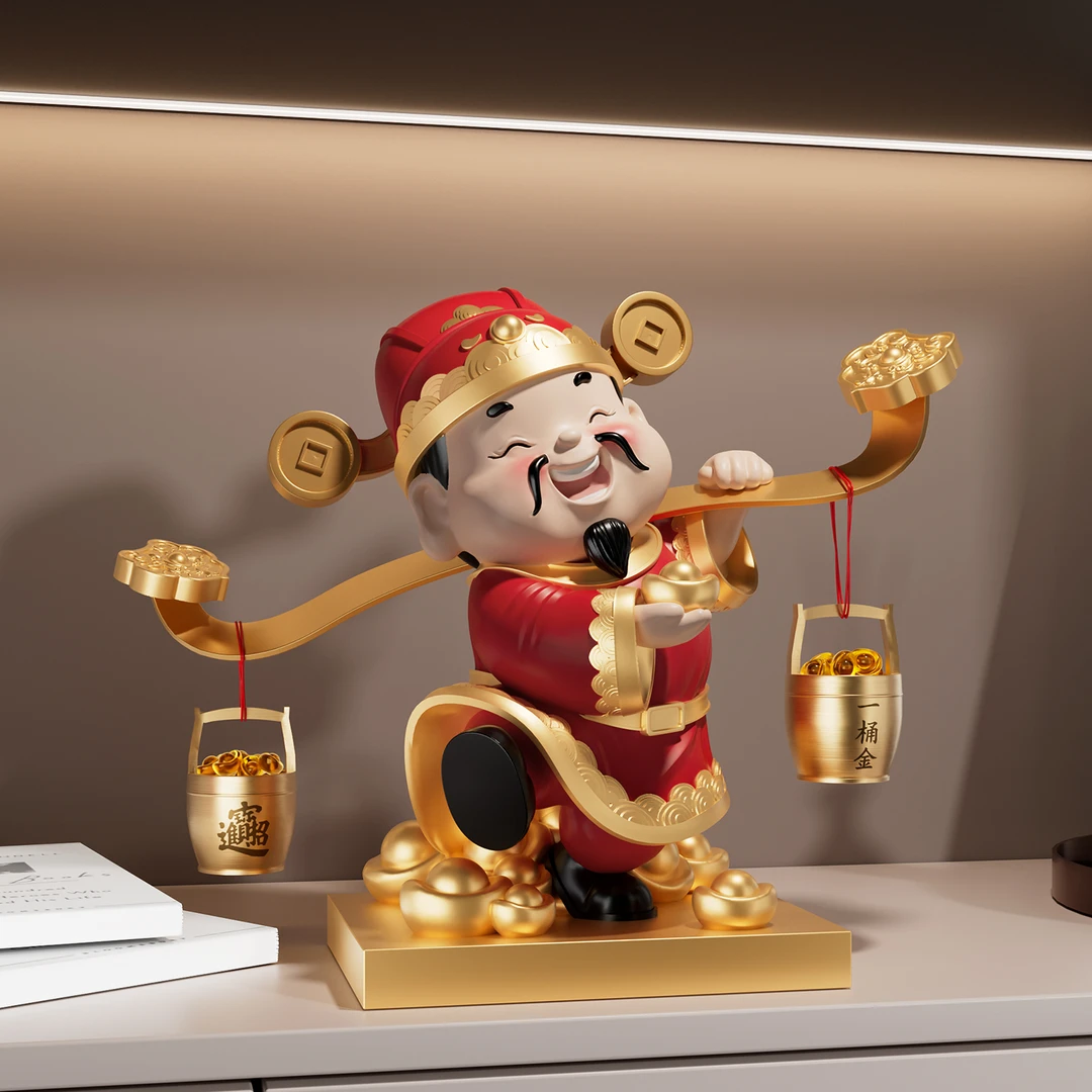 财神爷摆件开业礼物客厅玄关电视柜店铺收银台装饰小树造型隔热垫