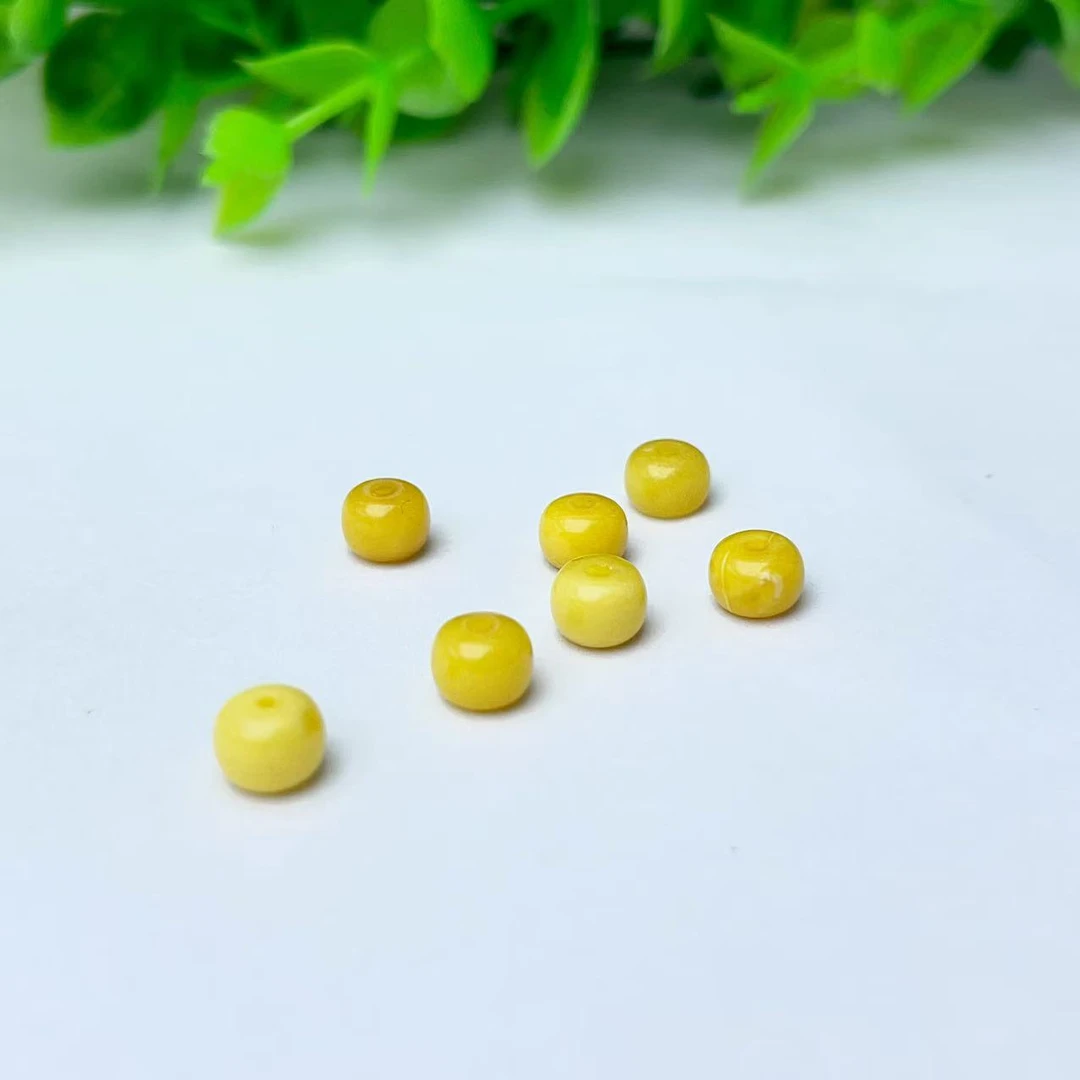 【萌宝饰品】A483天然蜜蜡鸡油黄小型珠算盘珠配饰约 5.5mm多样性发