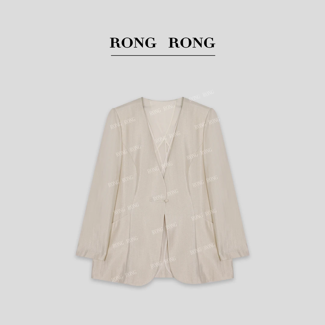 溶溶J【流光月下】RONGRONG V领新中式酷飒国风扣西装外套 GX1W033A
