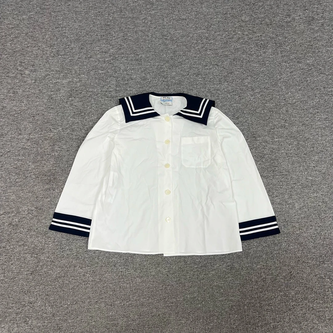 99新 MIU MIU/缪缪 白色 海军领 衬衫 38码