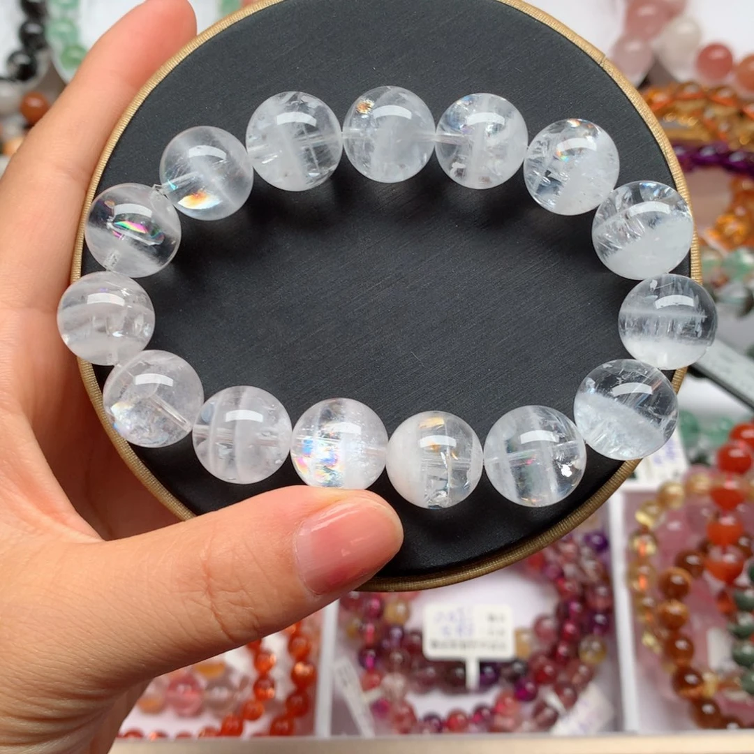 水晶手链未镶嵌白幽灵彩虹胶花14