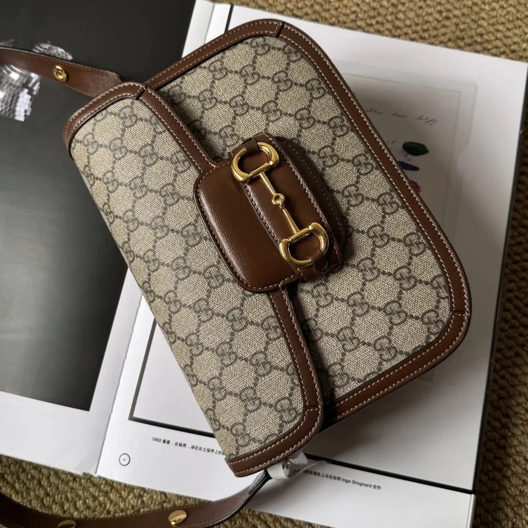 99新 GUCCI/古驰 8957 老花1955马鞍包中号单肩斜挎包
