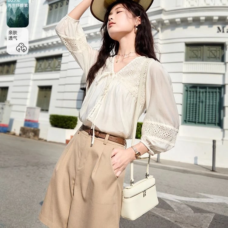 【直播专享】C842217衬衫 香影衬衫女夏装新款衬衣设计感高级气