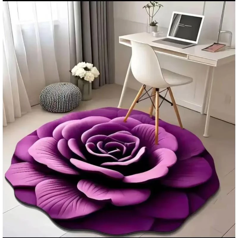 3D花朵轻奢家用防滑入户门垫卧室玄关床边床尾浴室地毯地垫