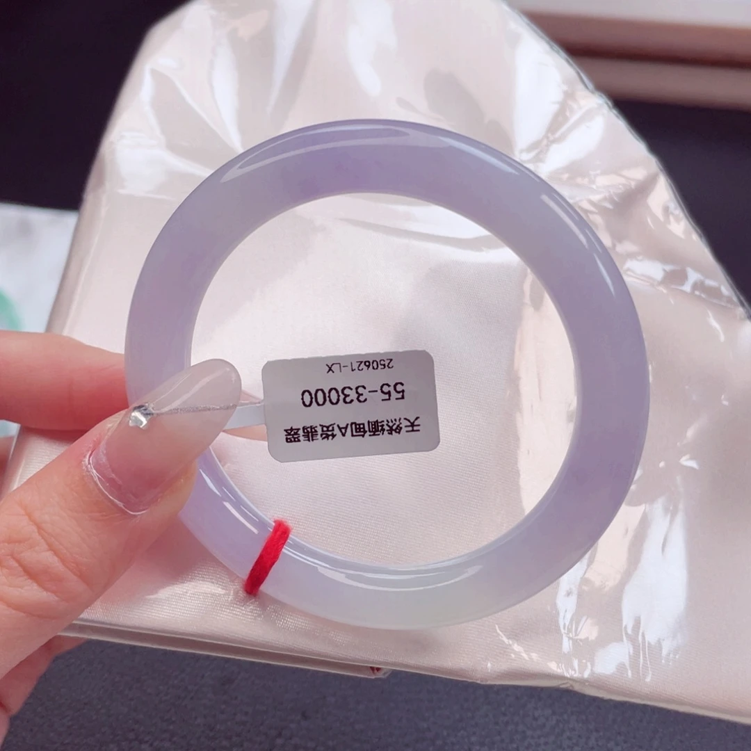 翡翠手镯未镶嵌55.3紫月光美人条 温婉可人  35