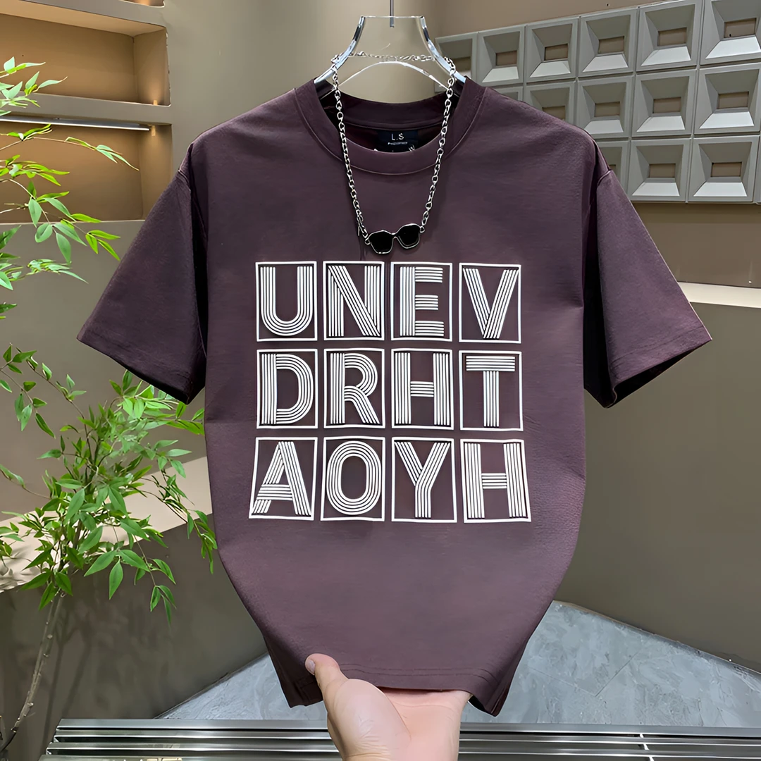 夏季新款时尚潮流百搭字母印花短袖男简约轻奢情侣休闲半袖T恤