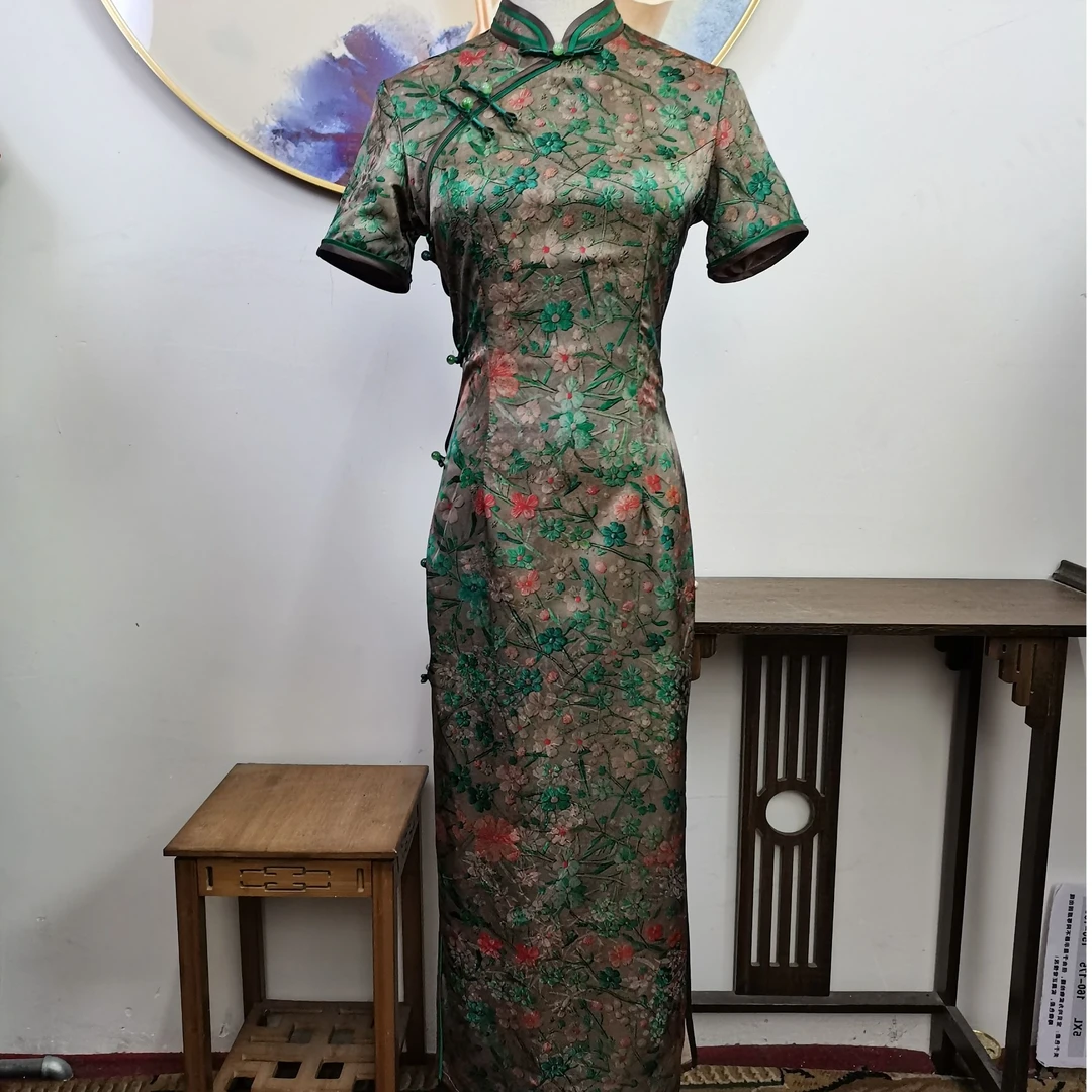 【迷人小花】上上喜新款双层复古时尚优雅长旗袍