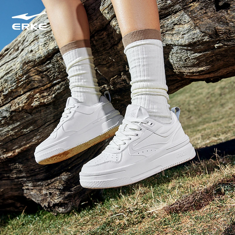 玩酷2.0丨鸿星尔克春季运动学生百搭小白鞋女厚底休闲鞋男士板鞋