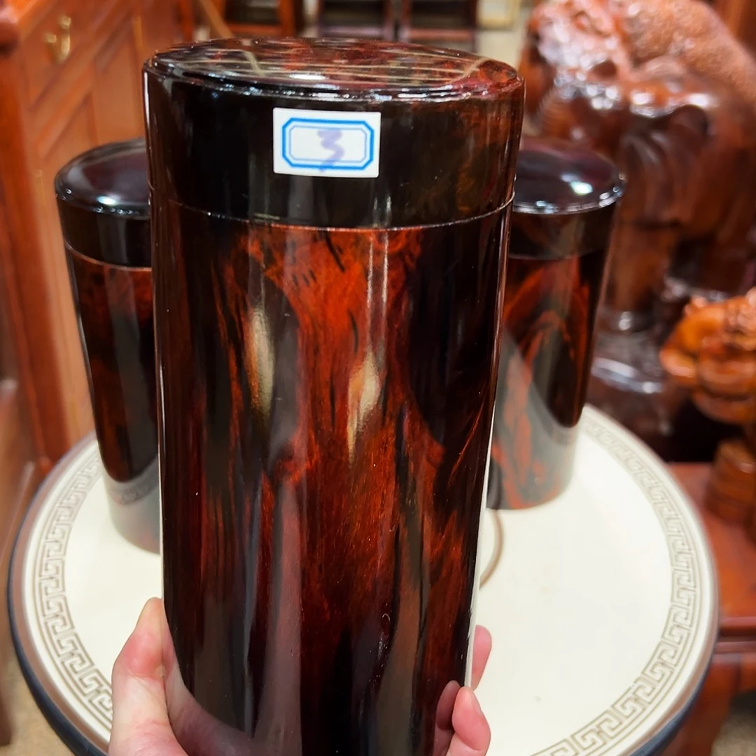 老挝大红酸枝茶叶罐3号