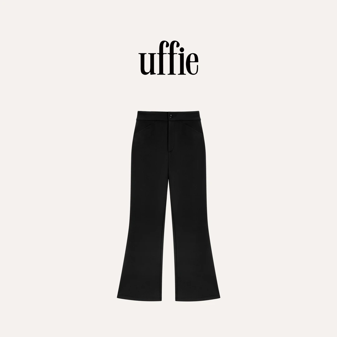 UFFIE于绘 瑜伽感 弹力暖绒微喇九分裤