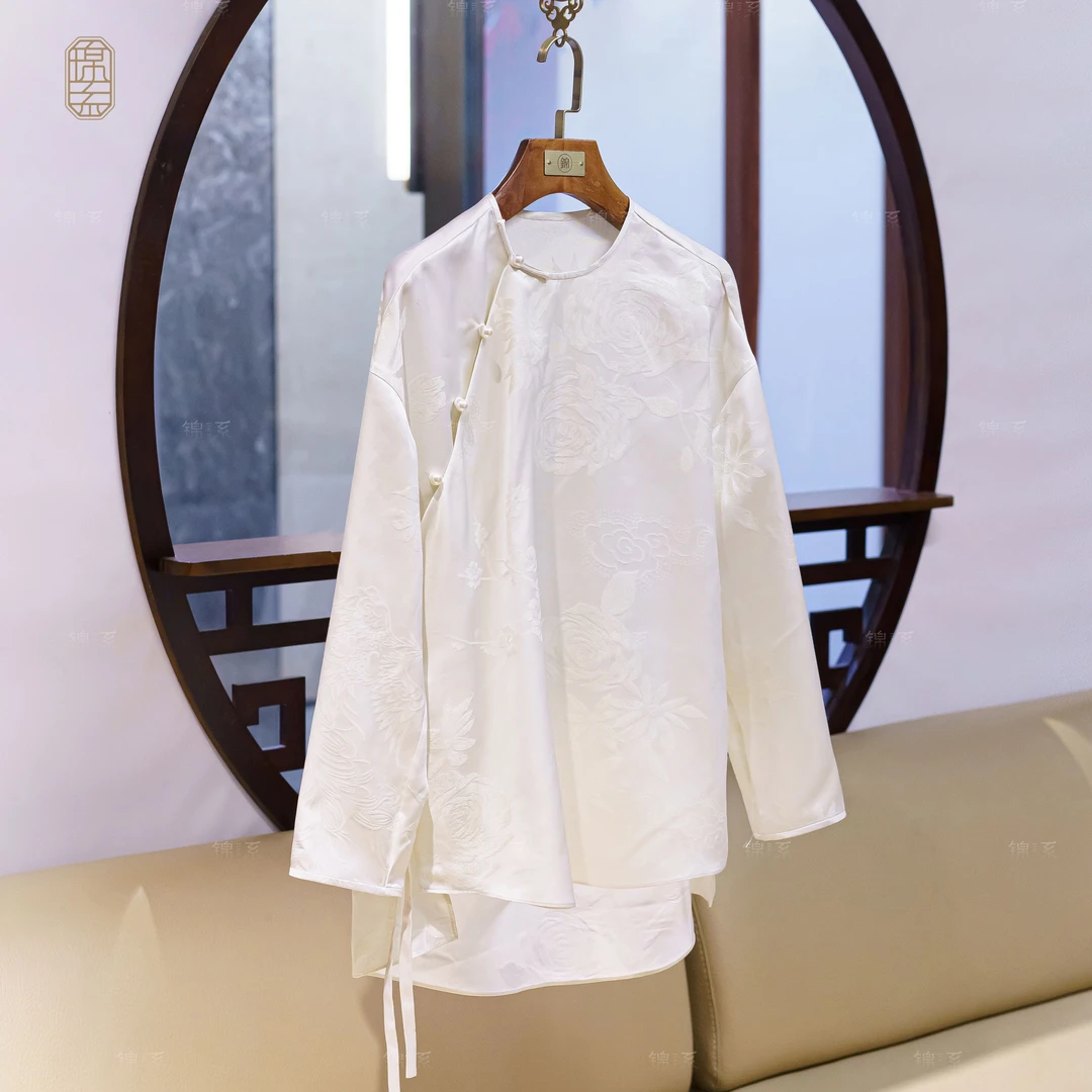 【锦系】C-31855新中式国风圆领斜襟系带长袖上衣S3149961