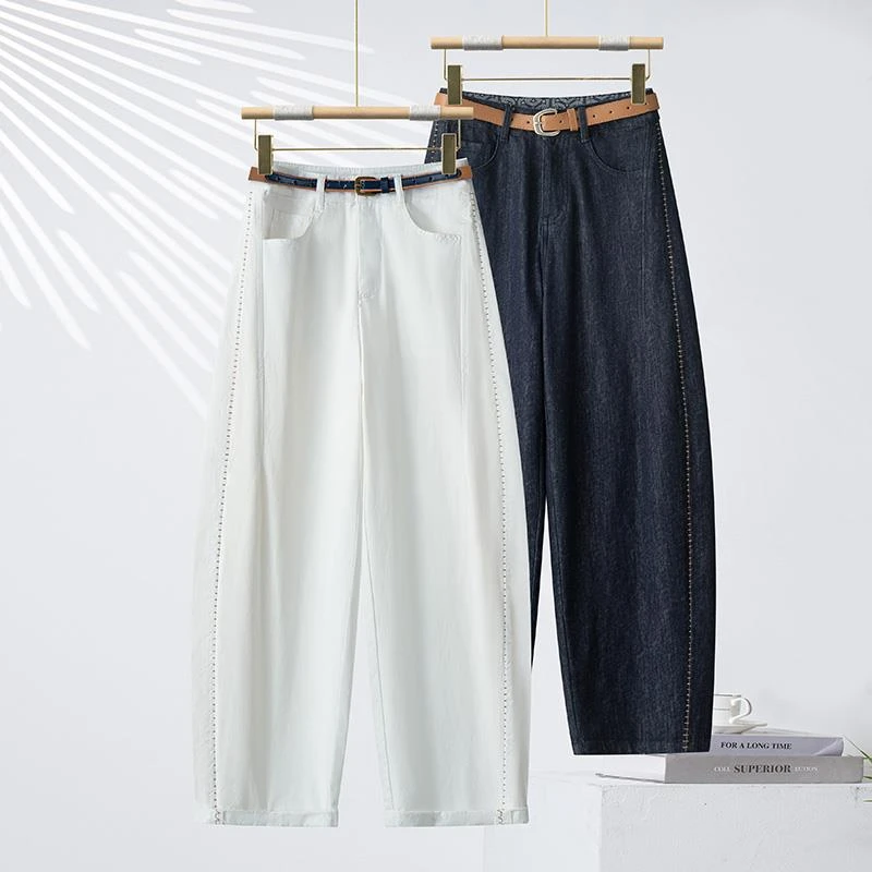 2025夏季新款百搭水洗气球牛仔裤宽松休闲直筒裤显瘦遮肉阔腿裤潮