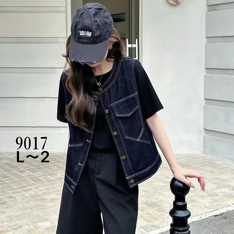 《霞姐服饰》秋季新款时尚牛仔马甲女款气质百搭潮流货号：9017