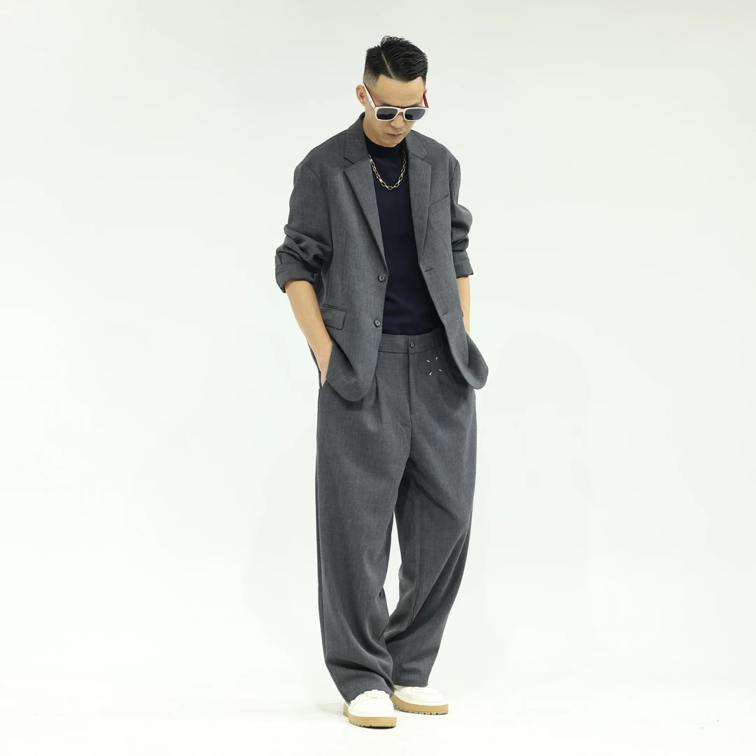 2025（陈先生设计款）新款宽松型INS风法式长袖纯色极简风西装套装