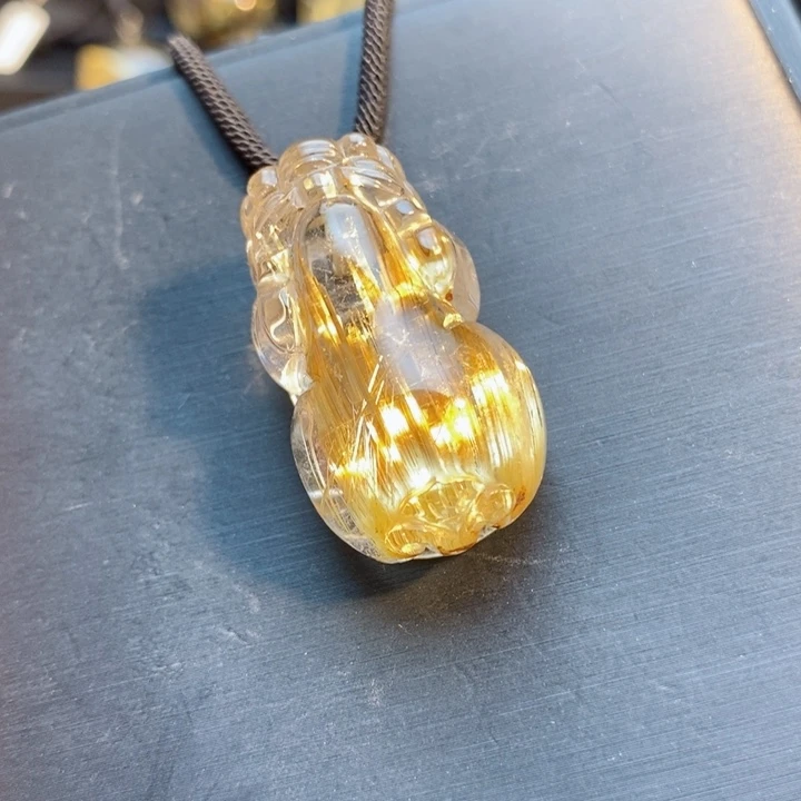 颈饰未镶嵌发晶天然钛晶貔貅吊坠