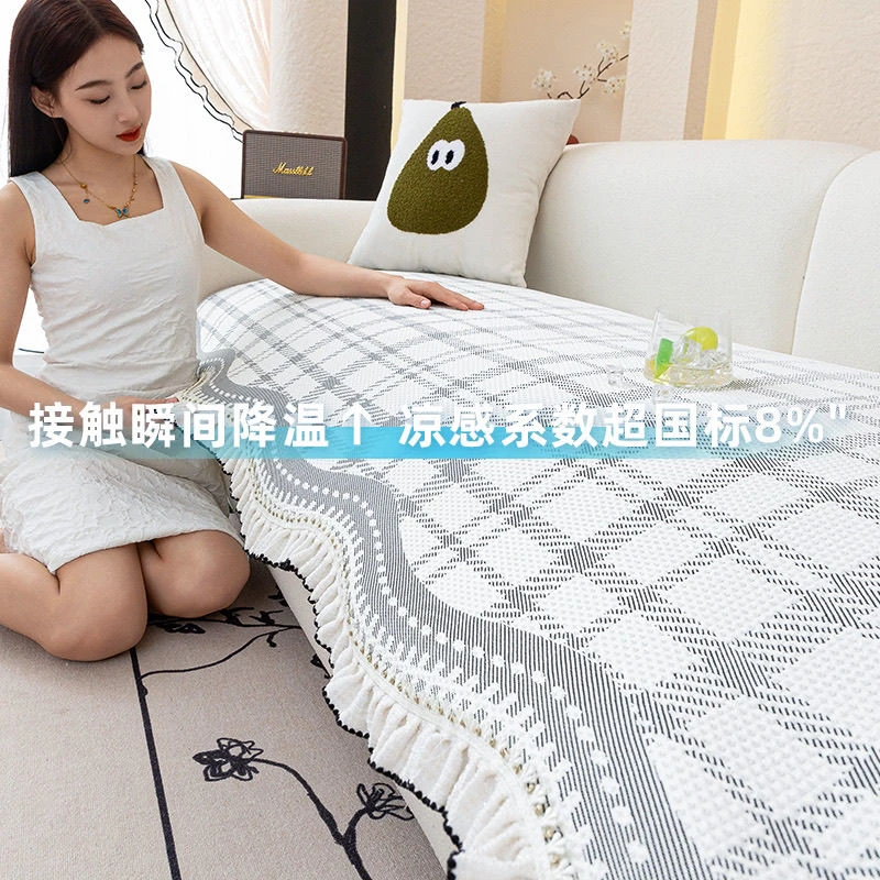 雪尼尔沙发垫子防滑四季通用2025新款皮沙发套罩盖布巾直排坐垫子
