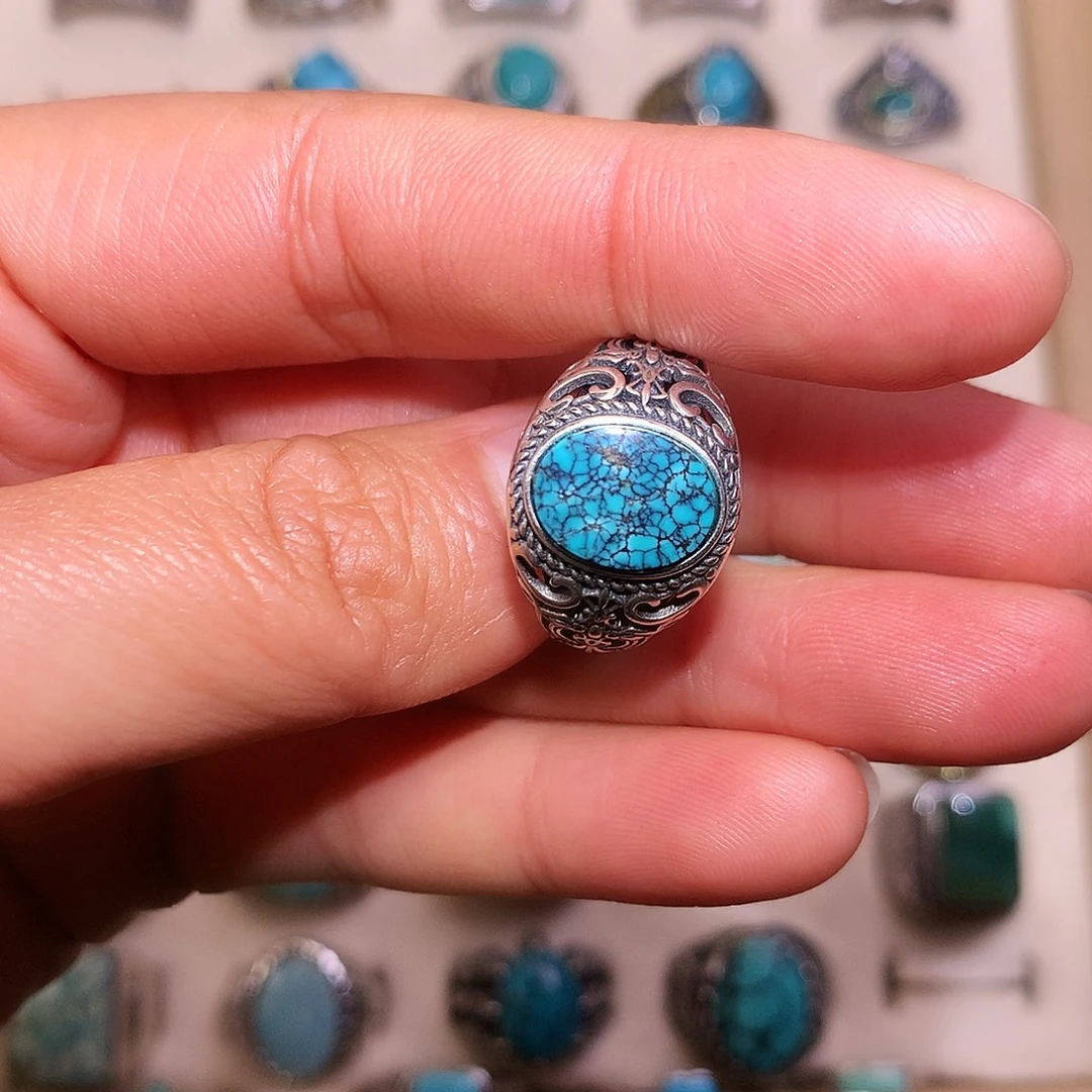 *****绿松石银S925镶嵌戒指