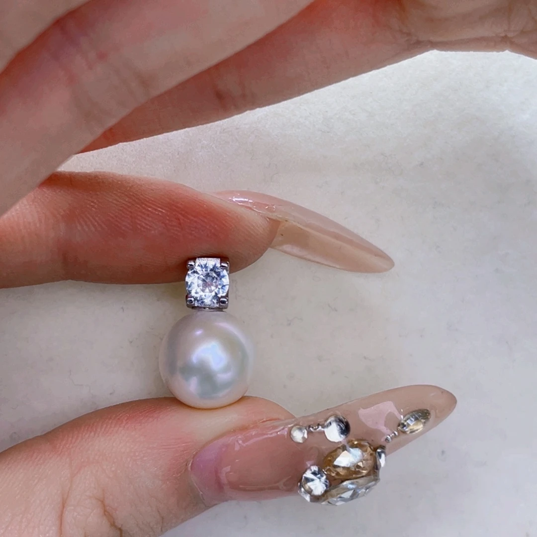 银S925镶嵌淡水珍珠吊坠(不含链)