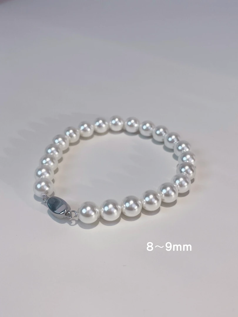 925银手链 【澳洲母贝珠】-正圆冷光白经典优雅轻奢简约强光手链