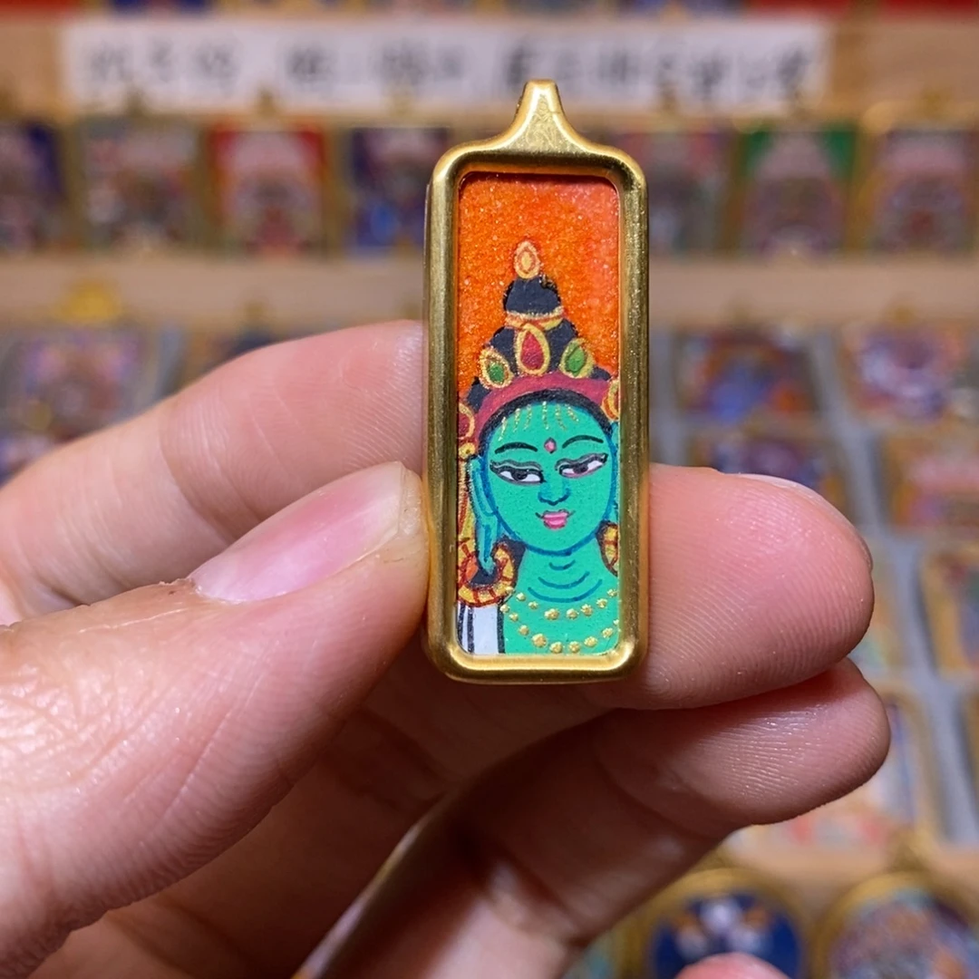 吊坠绿度母纯手绘唐卡