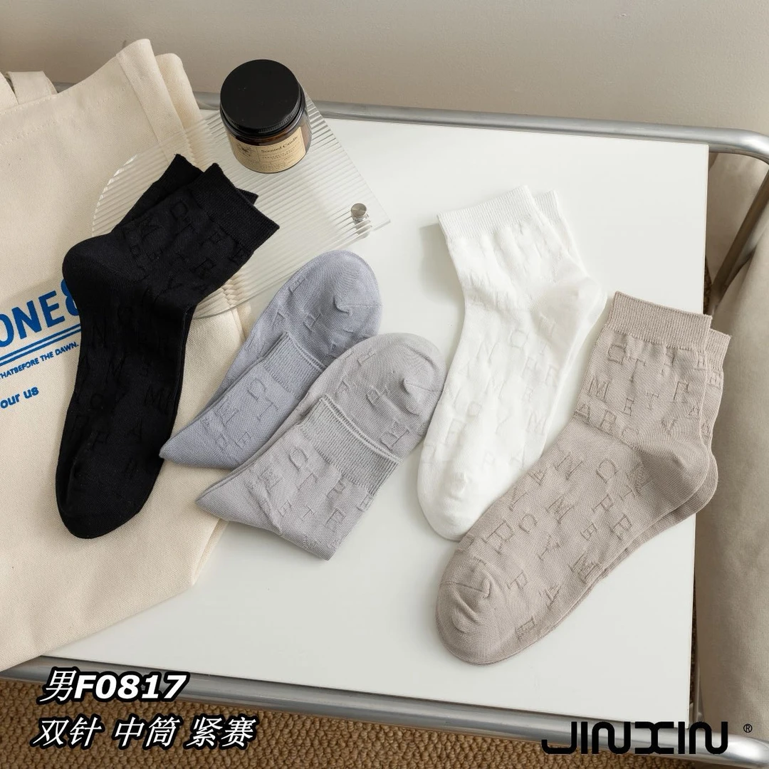 夏季男式双针网孔紧赛舒适透气袜子