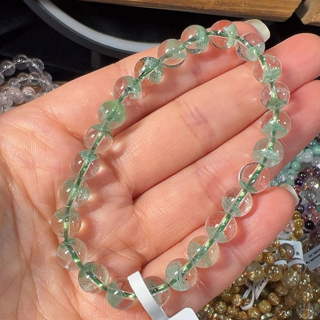 水晶手链未镶嵌巴西翠幽灵7.5mm透体单圈手串