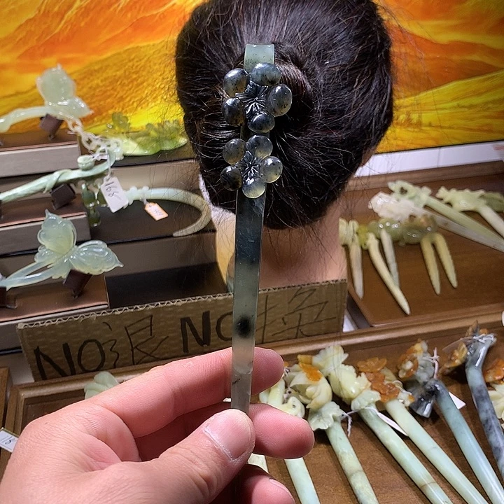 蛇纹石玉合金发饰