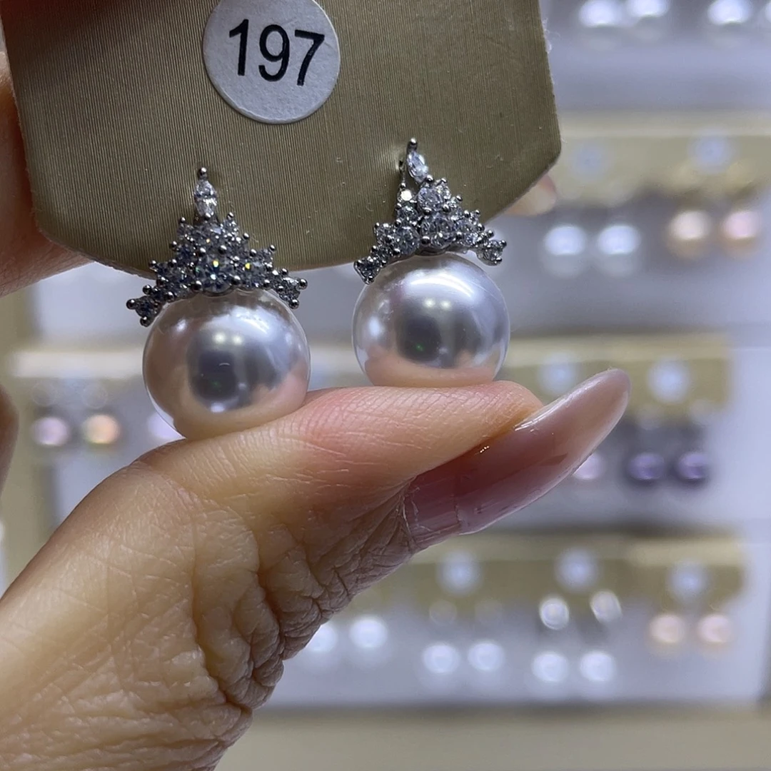 淡水珍珠耳饰银S925镶嵌