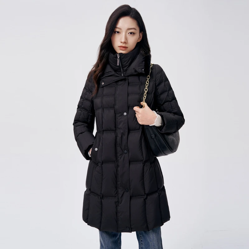 【双旦特惠】BuouBuou25秋冬时尚升级保暖中长白鹅绒羽绒服BKHE809