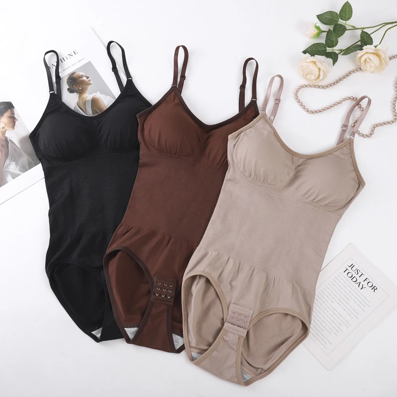 【带胸垫】连体塑身衣女收腹裤塑形吊带弹力美体塑身衣