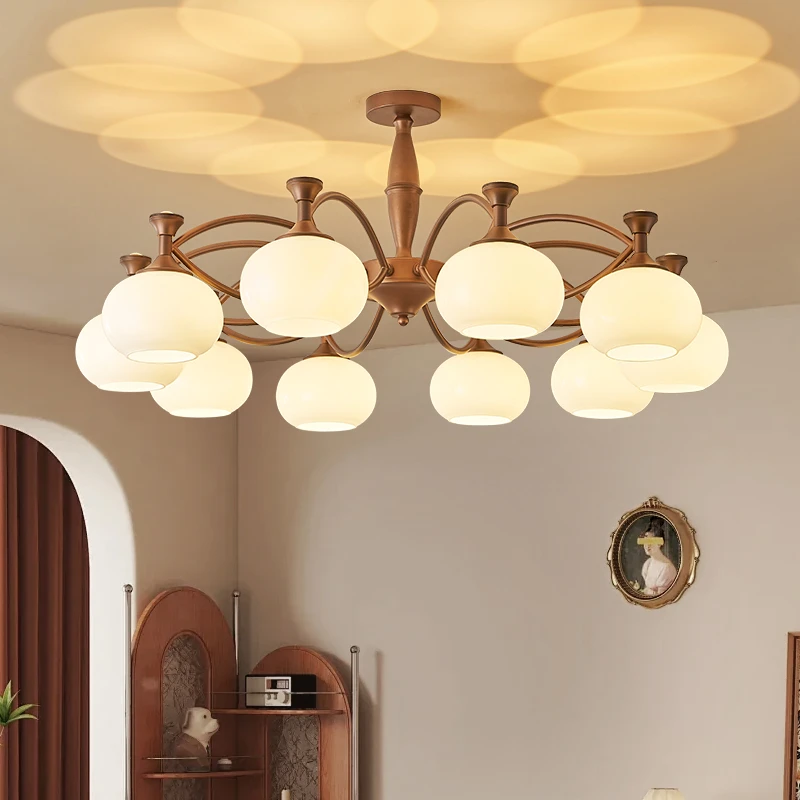 美式复古吊灯法式客厅灯简约现代中古风餐厅卧室玻璃灯具2025新款