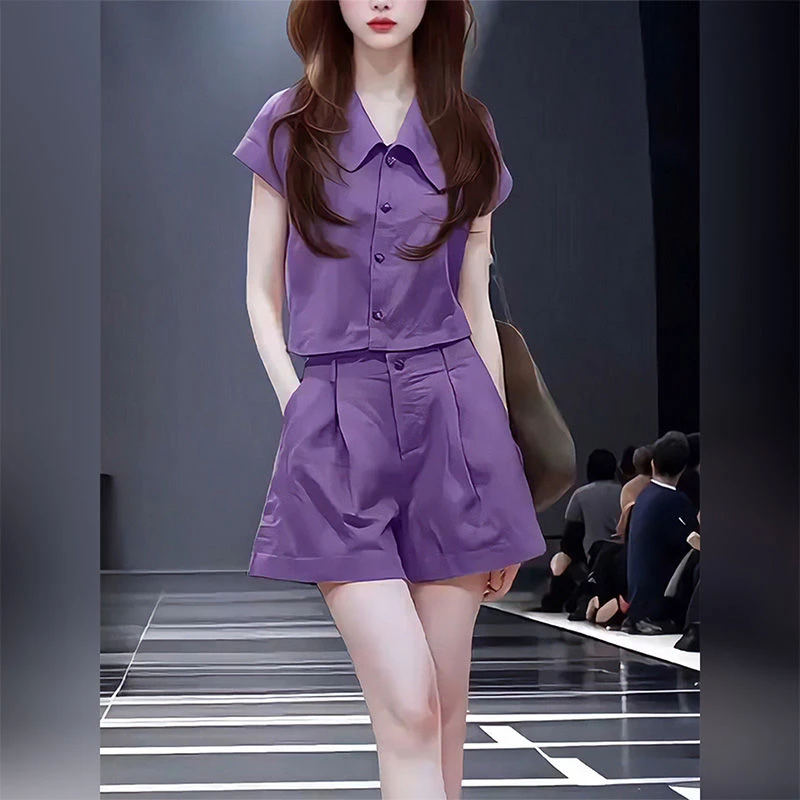 时尚套装女2025夏季新款洋气收腰显瘦减龄上衣裤子休闲气质两件套