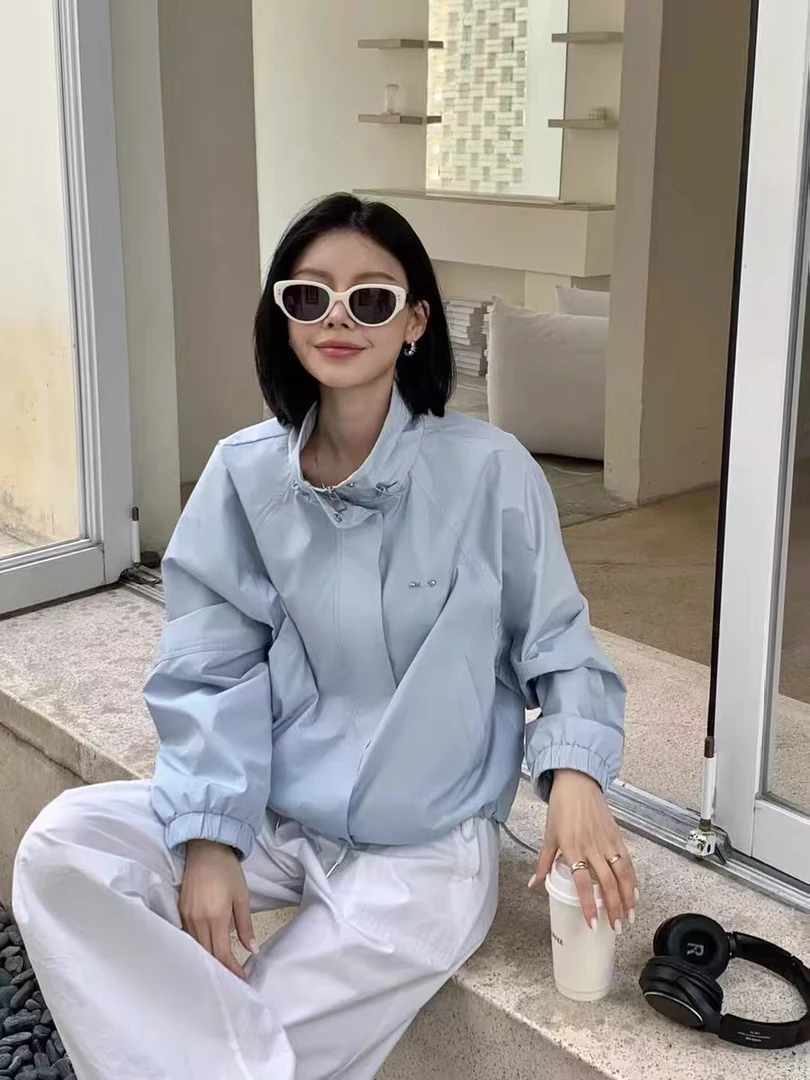 韩版宽松休闲立领拉链夹克百搭外套A26