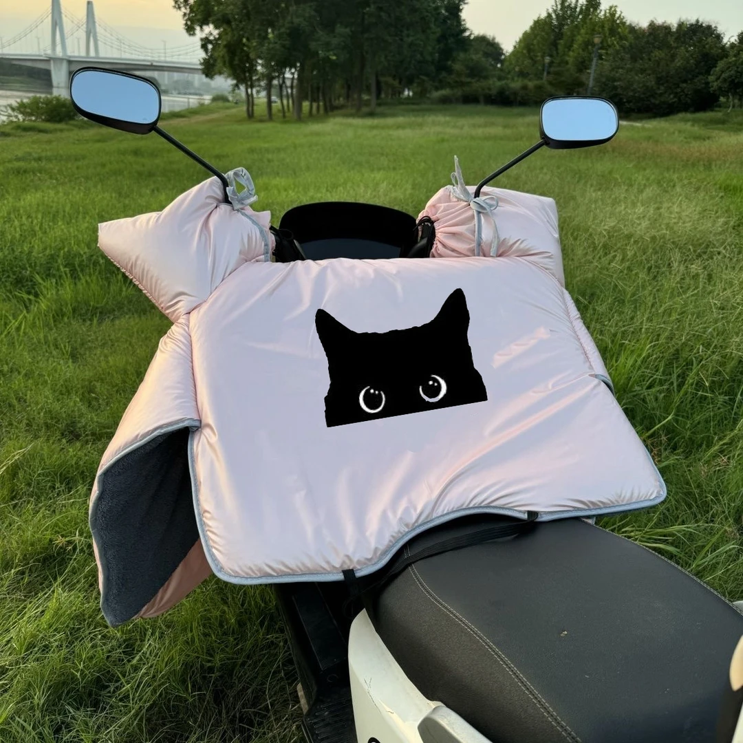 新款粉色卡通电动车挡风被秋冬通用防水防晒防风保暖加厚加绒加大