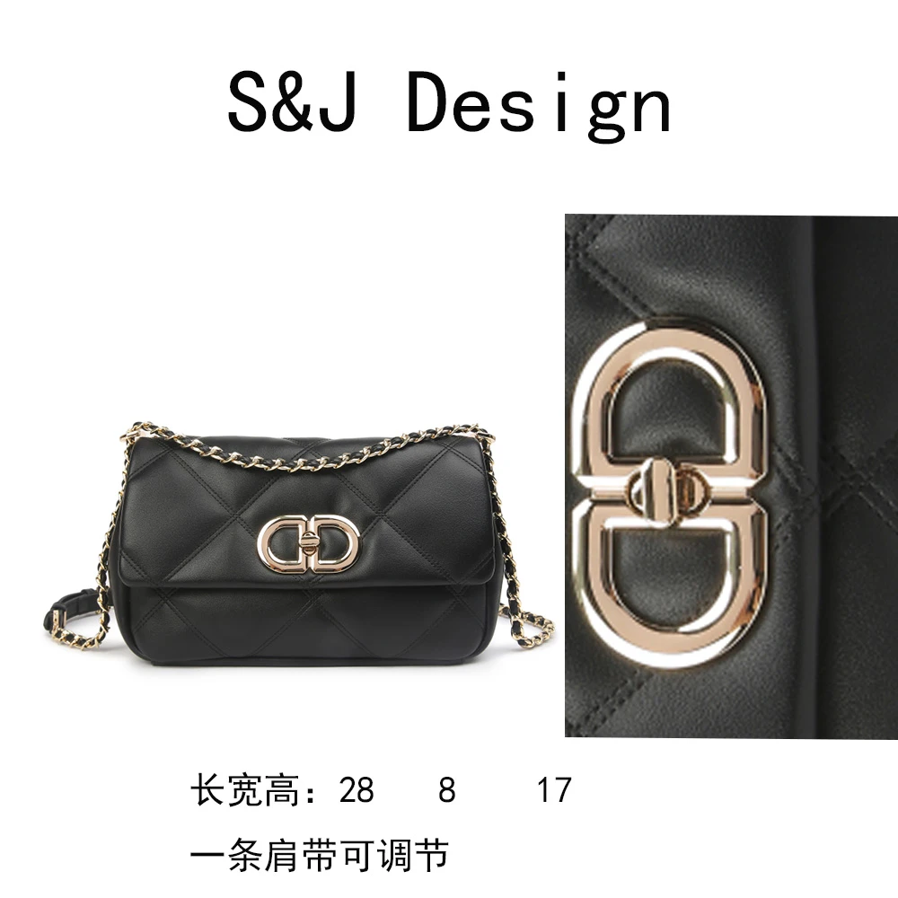 【苏苏】[黑金猪鼻子]BF-66295-黑色轻奢女士时尚新款单肩斜挎包