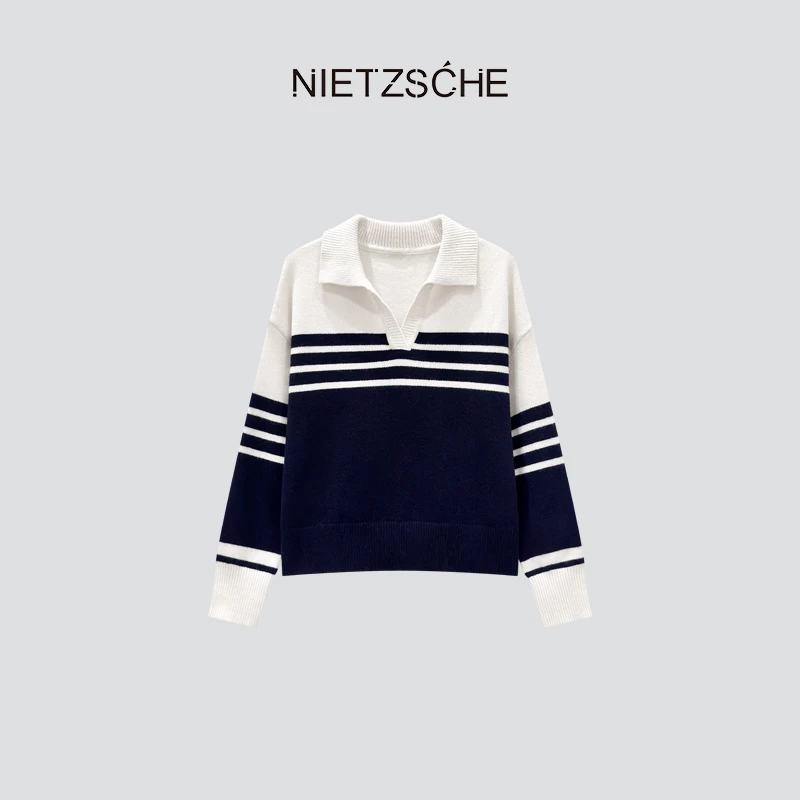 Nietzsche 官方直营｜海魂经典｜1Oo%绵羊毛 老钱极简条纹毛衣9178