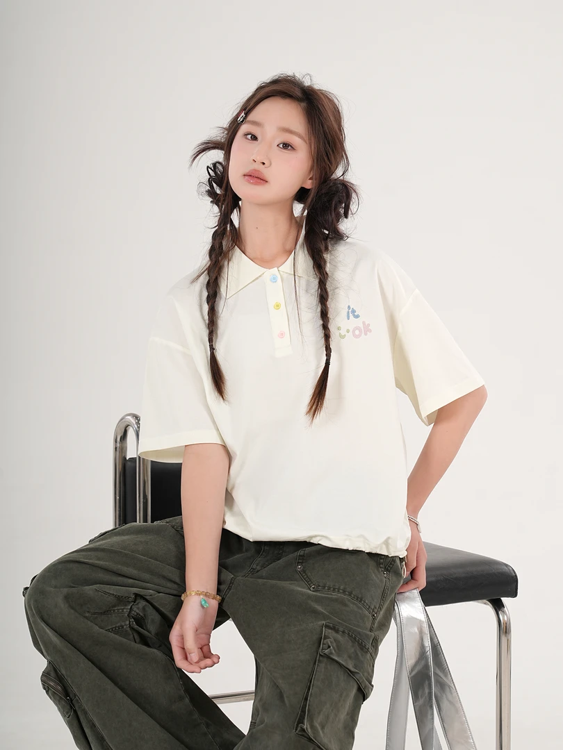 【柠檬奶绿】2025夏季凉感新款学院风女童青少年百搭时尚polo衫半袖