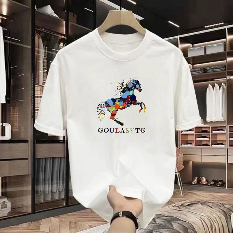 【粉丝一折福利】夏季短袖男士T恤印花短袖情侣装夏季圆领W