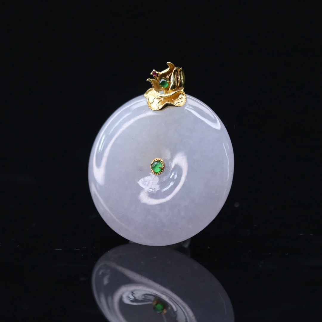 25天然缅甸翡翠A货18k平安扣吊坠/300060/上海嘉禾拍卖