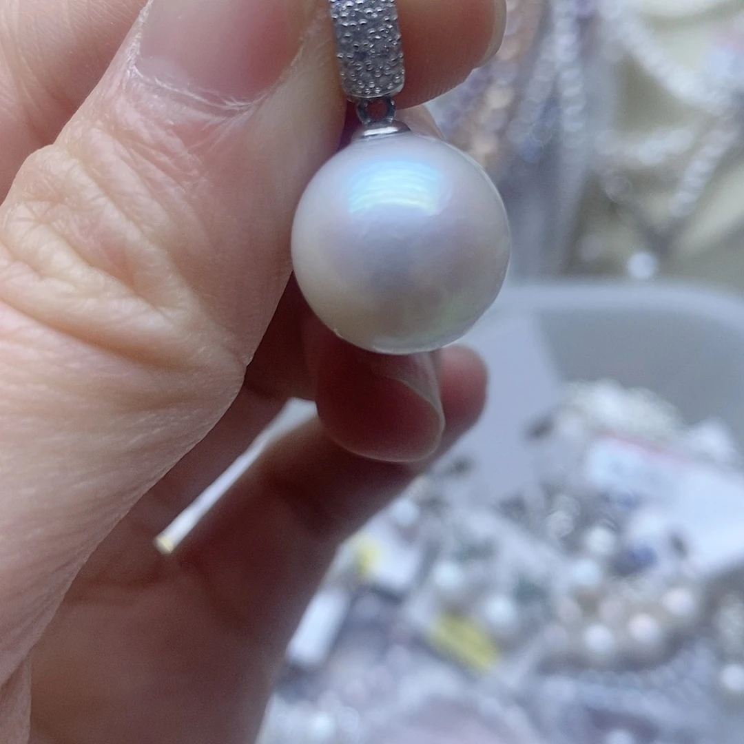 银S925镶嵌吊坠淡水珍珠