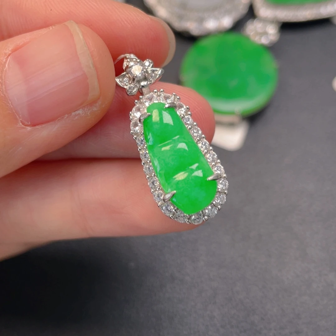 翡翠银S925镶嵌吊坠(不含链)