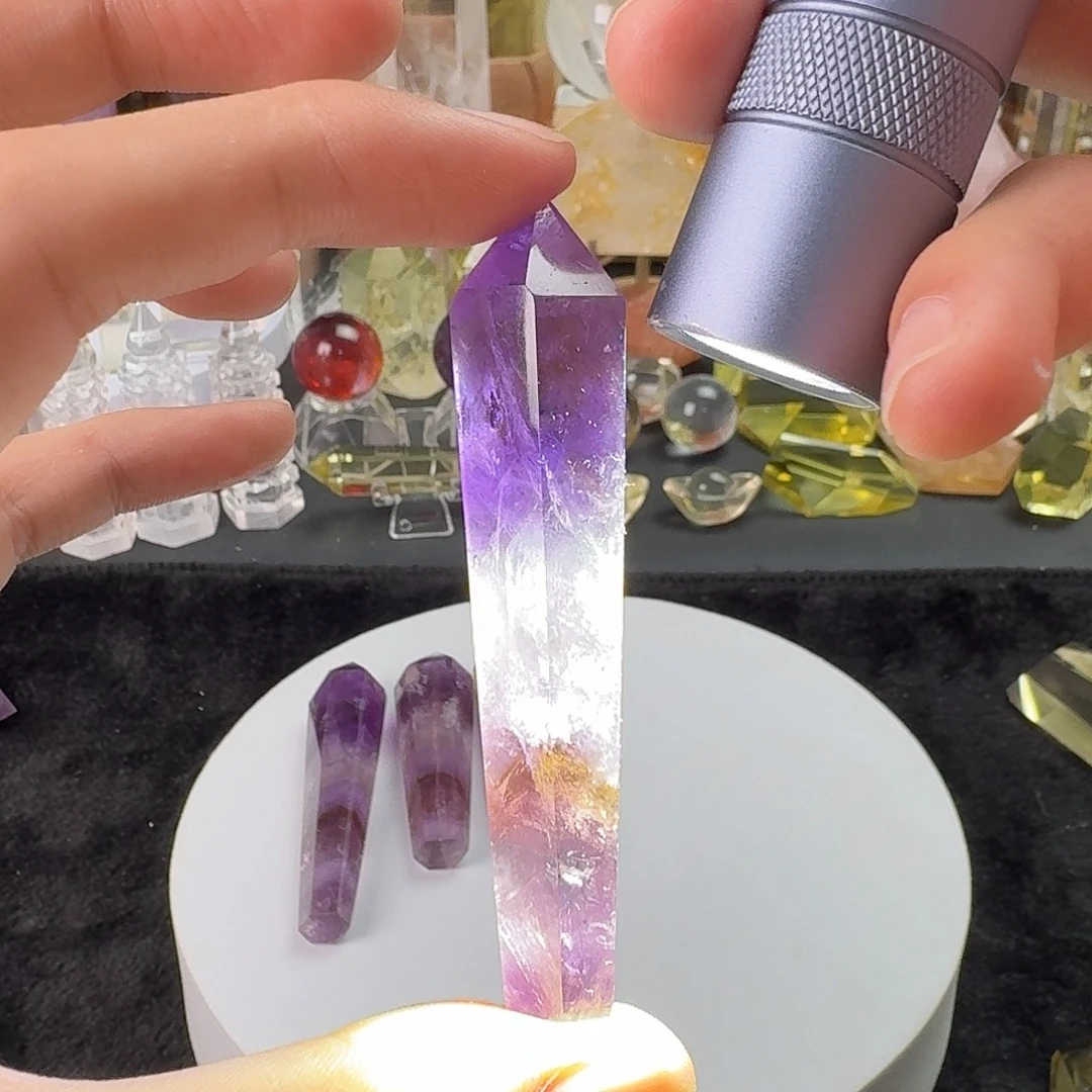 水晶珠宝半成品未镶嵌紫晶黄塔