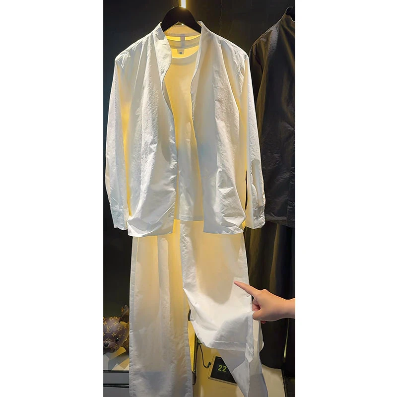 欧货轻奢高定潮牌男士套装2025秋季新款老钱风长袖衬衫长裤两件套