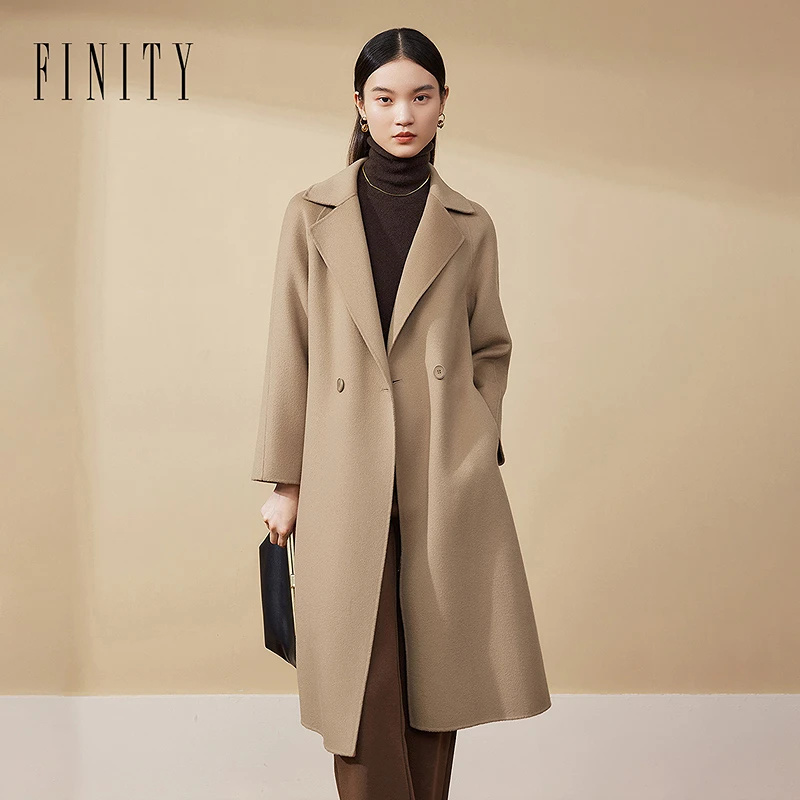 【专属】FINITY 新款100%绵羊毛毛呢外套时尚中长款 F21X9D10D3
