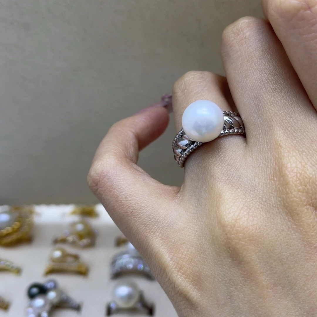 淡水珍珠戒指银S925镶嵌