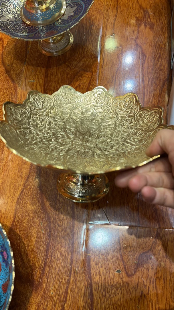 口径20厘米纯铜金色果盘巴基斯坦