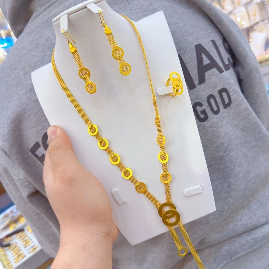 铜合金项链 仙女风金色原创设计10cm以下百搭饰品环环相扣女