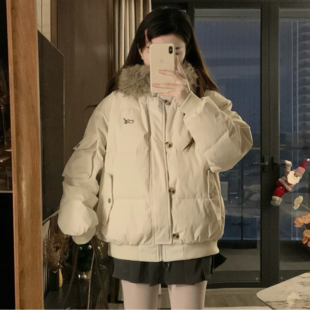 2025冬季连帽羽绒棉服女韩系面包服宽松INS保暖棉衣学生外套棉服