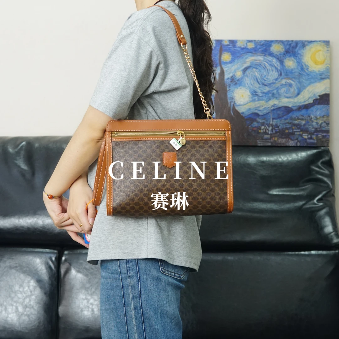 95新 Celine/思琳 老花洗漱单肩包/SY06407037/7037/修复品